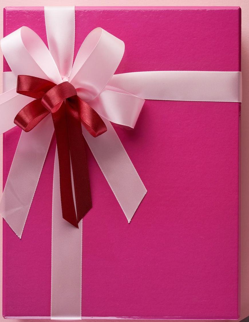 red gift box with pink ribbon