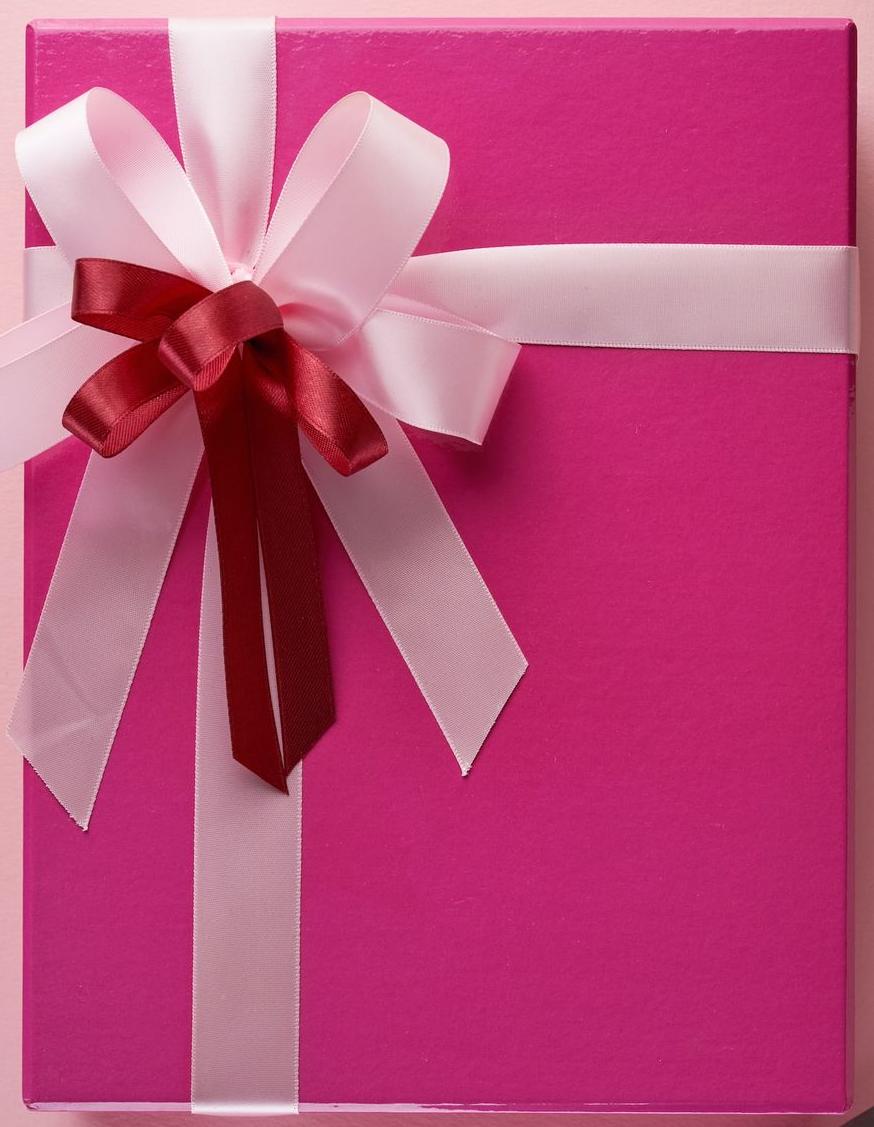 red gift box with pink ribbon